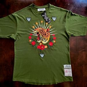 Men's Korean Inspired Tiger/Rose Embroidered T-shirt by Reason Brand Apparel